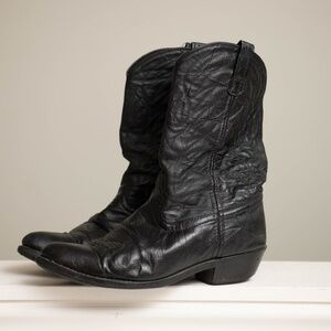 Laredo Black Leather‎ Cowboy Boots Men 10 Vintage Western WildWest Country Boy